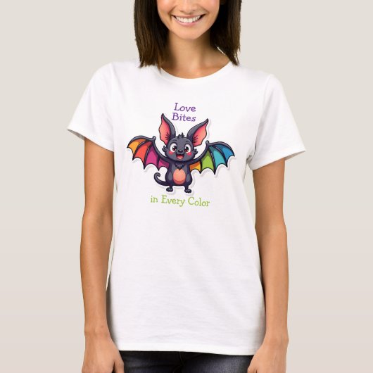 🦇🌈あらゆるカラーで愛を噛みしめて Tシャツ (正面)