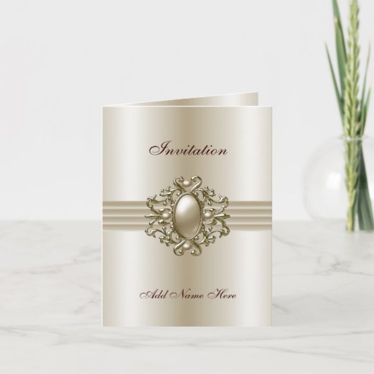 あらゆるシーンにぴったりなエレガントなパールジェムのカード招待状4 招待状 (正面)