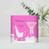 あらゆるシーンにぴったりなピンクのマルガリータ ハイ ヒール パーティー 招待状 (スタンド正面)