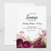 あらゆるシーンにマッチするモダンなグラマーチックな花 招待状 (正面/裏面)
