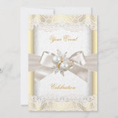 あらゆるシーンに対応したパーティー・エレガントパール・ジュエル・クリーム・レース 招待状 (裏面)