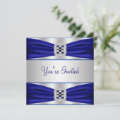 あらゆるシーンに対応するコバルトブルーのパーティー招待状テンプレート 招待状 (スタンド正面)