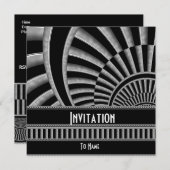 あらゆるシーンに対応するシルバー ブラック アートデコの招待状 招待状 (正面/裏面)