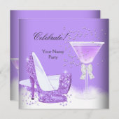 あらゆるシーンに対応するパープルのマルガリータ ハイ ヒール パーティー 招待状 (正面/裏面)