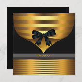 あらゆるシーンに対応するブラックゴールドパーティー 招待状 (正面/裏面)
