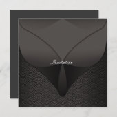 あらゆるシーンに対応するブラックサテンのパーティーテンプレート 招待状 (正面/裏面)