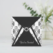 あらゆるシーンに対応するブラックダマスクパーティー 招待状 (スタンド正面)