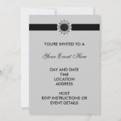 あらゆるシーンに対応するブラックダマスク招待状テンプレート 招待状 (裏面)