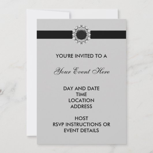 あらゆるシーンに対応するブラックダマスク招待状テンプレート 招待状 (裏面)