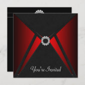 あらゆるシーンに対応するブラックレッドの招待状テンプレート 招待状 (正面/裏面)