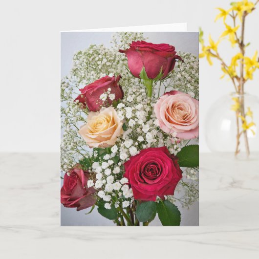 あらゆるシーンに対応するローズ、5" x 7" 折りたたみ式グリーティングカード カード (黄色い花)