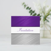 あらゆるシーンのパープルシルバーストライプパーティー 招待状 (スタンド正面)