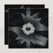 あらゆるシーンのブラック招待状テンプレート 招待状 (正面/裏面)