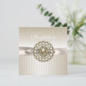 あらゆるシーンのベージュクリームジュエル招待状 招待状 (スタンド正面)