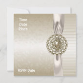 あらゆるシーンのベージュクリームジュエル招待状 招待状 (裏面)