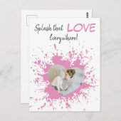 あらゆる場所で愛をぶちまける |ピンクのハート写真 ポストカード (正面/裏面)