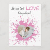 あらゆる場所で愛をぶちまける |ピンクのハート写真 ポストカード (正面)