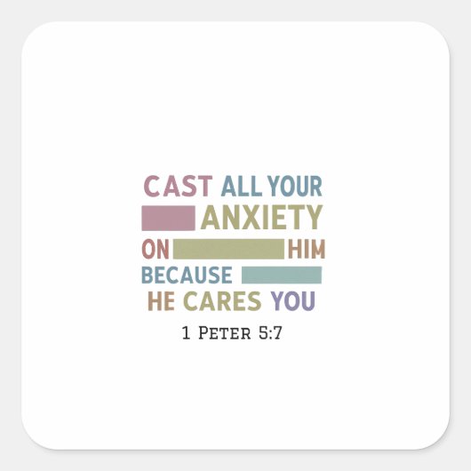 あらゆる嵐の海での希望のいかり:1ペテロ5:7 スクエアシール (正面)