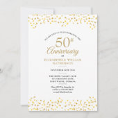 あらゆる年の記念日のゴールドラブハート写真 招待状 (正面)