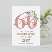 あらゆる年齢に対応したエレガントでモダンなダスティローズの花  箔招待状 (立ち正面)