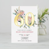 あらゆる年齢に対応するエレガントでモダンなダスティローズの花  箔招待状 (立ち正面)