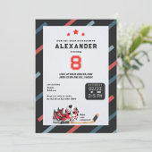 あらゆる年齢のアイシングホッケー スケート オールスター誕生日パーティー 招待状 (スタンド正面)