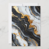 あらゆる年齢のブラックとゴールドの大理石の誕生日招待状 招待状 (裏面)
