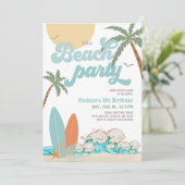 あらゆる年齢の少年サーフィンパーティー ビーチパーティー 誕生日パーティー 招待状 (スタンド正面)