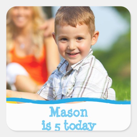 あらゆる年齢の誕生日パーソナライズ写真 スクエアシール (正面)