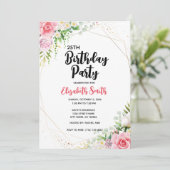 あらゆる年齢の誕生日パーティーに使える編集可能な花のテンプレート 招待状 (スタンド正面)