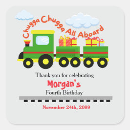 あらゆる年齢誕生日かわいいカラフルプレゼント付き電車 スクエアシール