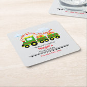 あらゆる年齢誕生日かわいいカラフルプレゼント付き電車 スクエアペーパーコースター (アングル)