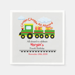 あらゆる年齢誕生日かわいいカラフルプレゼント付き電車 スタンダードカクテルナプキン