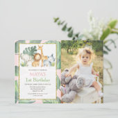 あらゆる年齢 - サファリ動物 ジャングル写真 誕生日 招待状 (スタンド正面)