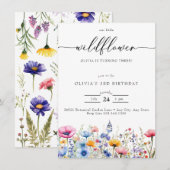 あらゆる年齢 | ワイルドフラワー 誕生日 招待状 (正面/裏面)