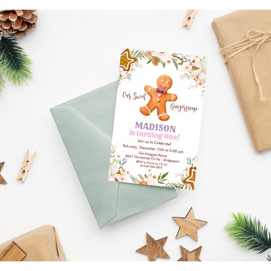 あらゆる年齢 - ヴィンテージのジンジャーブレッド 誕生日招待状 招待状