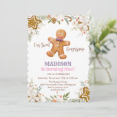 あらゆる年齢 - ヴィンテージのジンジャーブレッド 誕生日招待状 招待状 (スタンド正面)