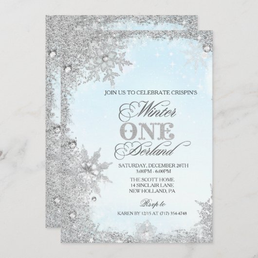 あらゆる年齢 - 少年の冬の休暇 誕生日 招待状 (正面/裏面)