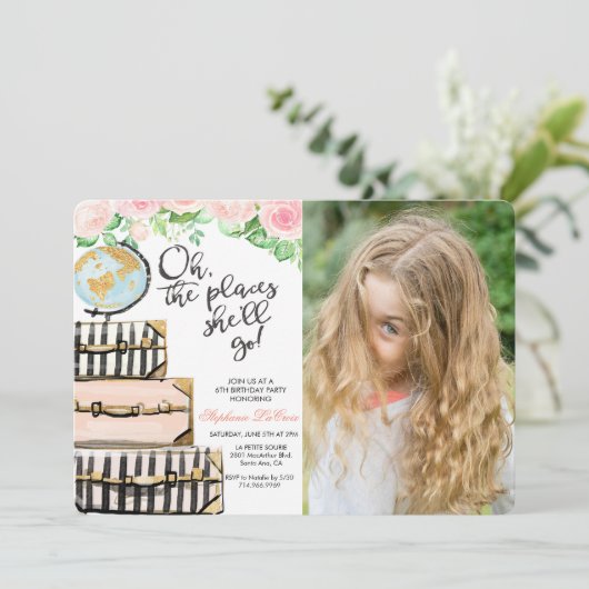 あらゆる年齢 - 旅行カバーの誕生日招待状 招待状 (スタンド正面)