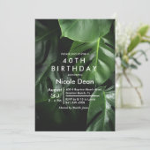 あらゆる年齢 - 熱帯の葉の誕生日招待状 招待状 (スタンド正面)