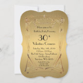 あらゆる年齢、誕生日女性、アートデコ、ギャツビー、ゴールドブラケット 招待状 (正面)
