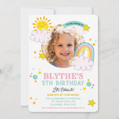 あらゆる年齢 - 陽光と虹の誕生日写真 招待状 (正面)