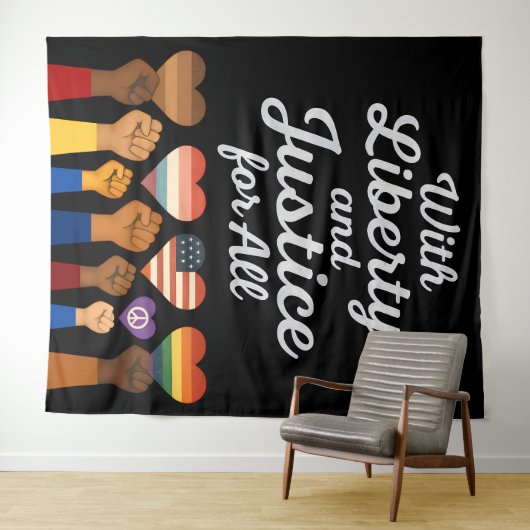 あらゆる抗議の自由のための自由と正義を持って タペストリー (インサイチュ(横))
