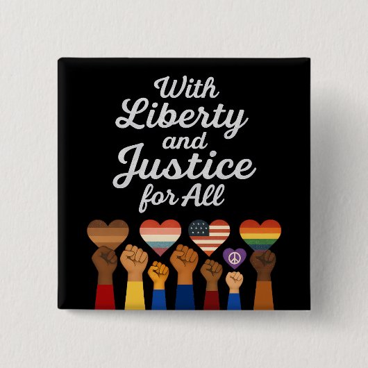 あらゆる抗議の自由のための自由と正義を持って 缶バッジ (正面)