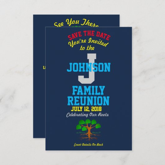 あらゆる日付とのどの一流海軍色の家族会でも- セーブザデート (正面/裏面)