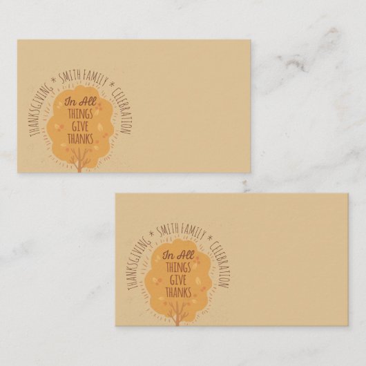 あらゆる物の感謝祭お祝い与え感謝してい プレイスカード (正面/裏面)