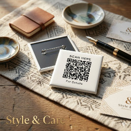 あらゆる用途に使えるカスタマイズQRコードスクエアボタン 缶バッジ