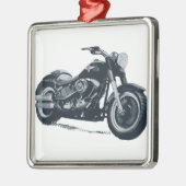 あらゆる男の子は脂肪質の青いアメリカのオートバイを愛します メタルオーナメント (左)