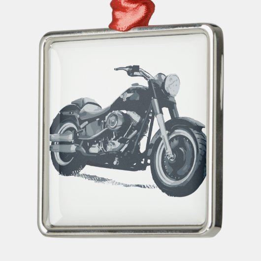 あらゆる男の子は脂肪質の青いアメリカのオートバイを愛します メタルオーナメント (左)