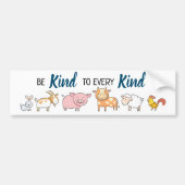 あらゆる種類のビーガンかわいい動物に優しい バンパーステッカー (正面)